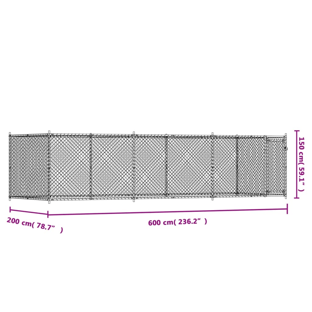 Hundezwinger mit Tür Grau 2x2x1,5 m Verzinkter Stahl
