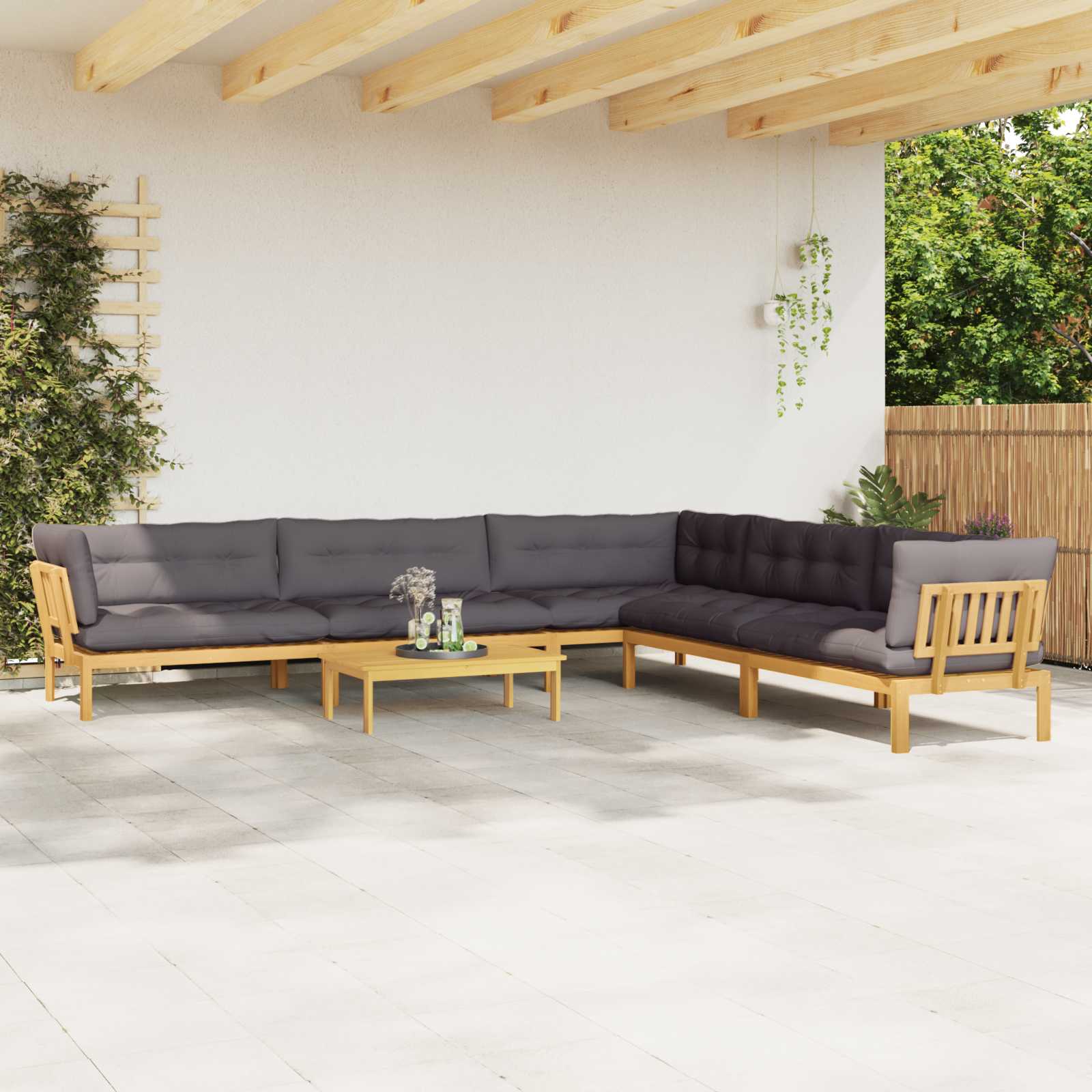 3-tlg. Garten-Sofagarnitur aus Paletten Massivholz Akazie