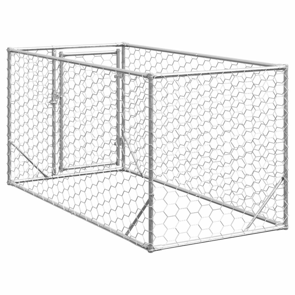 Outdoor-Hundezwinger mit Tür 2x4x1 m Verzinkter Stahl