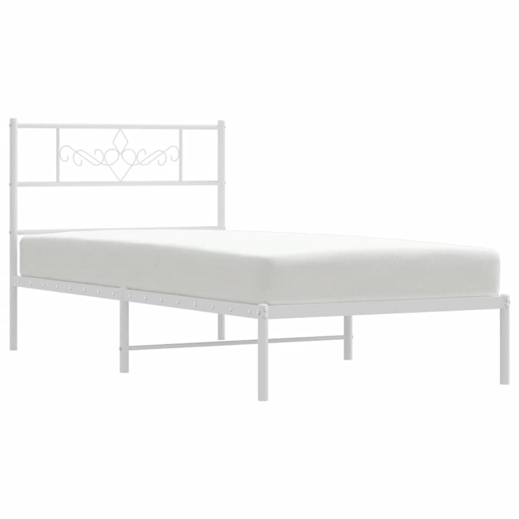 Bettgestell mit Kopfteil Metall Schwarz 100x190 cm