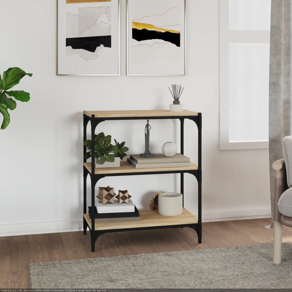 Bücherregal Schwarz 40x33x70,5 cm Holzwerkstoff und Stahl
