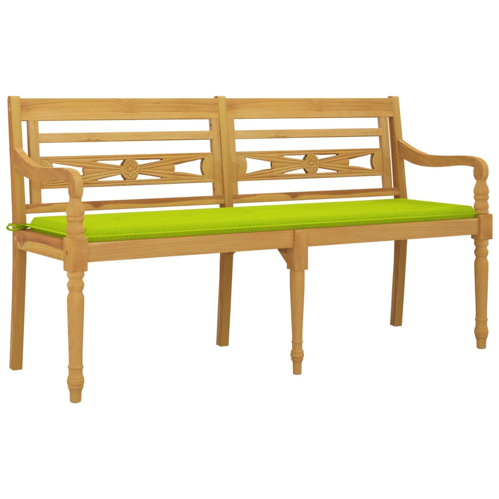 Batavia-Gartenbank mit Anthrazit Kissen 120 cm Teak Massivholz