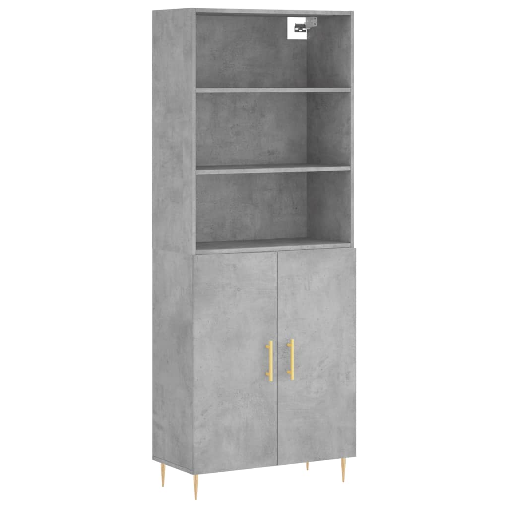 Highboard Hochglanz-Weiß 69,5x34x180 cm Holzwerkstoff