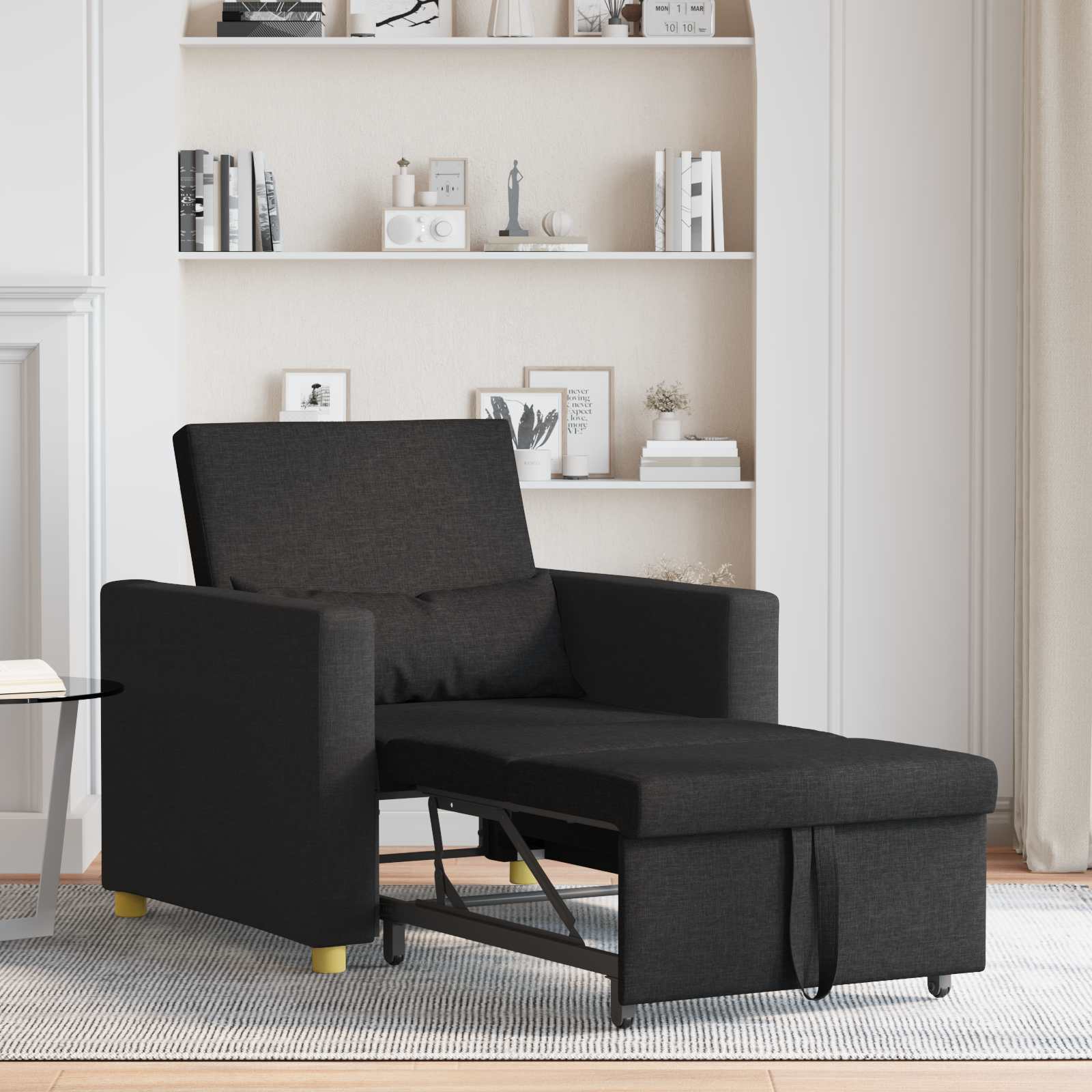 Ausziehbare Schlafcouch Einzel Hellgrau 90 x 165 x 87 cm Stoff