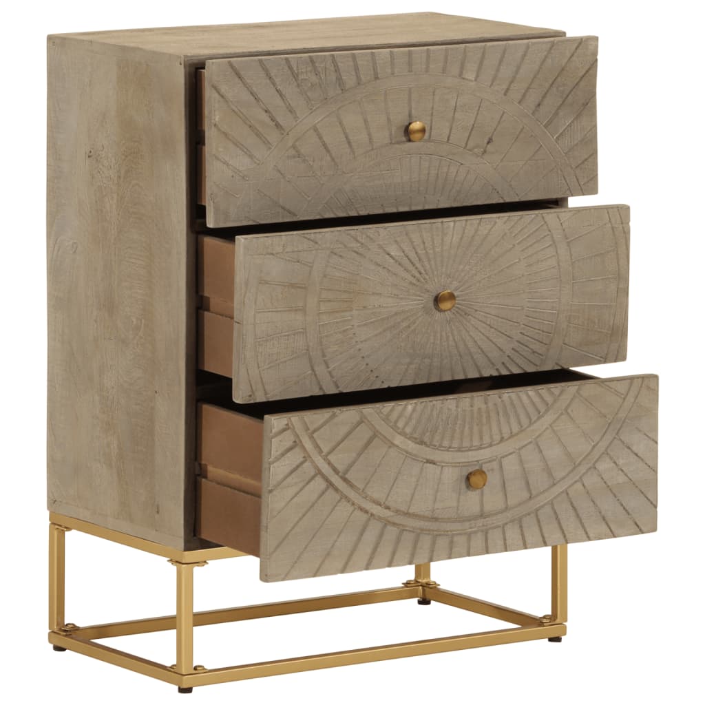 Nachttisch 40x30x50 cm Massivholz Mango und Eisen