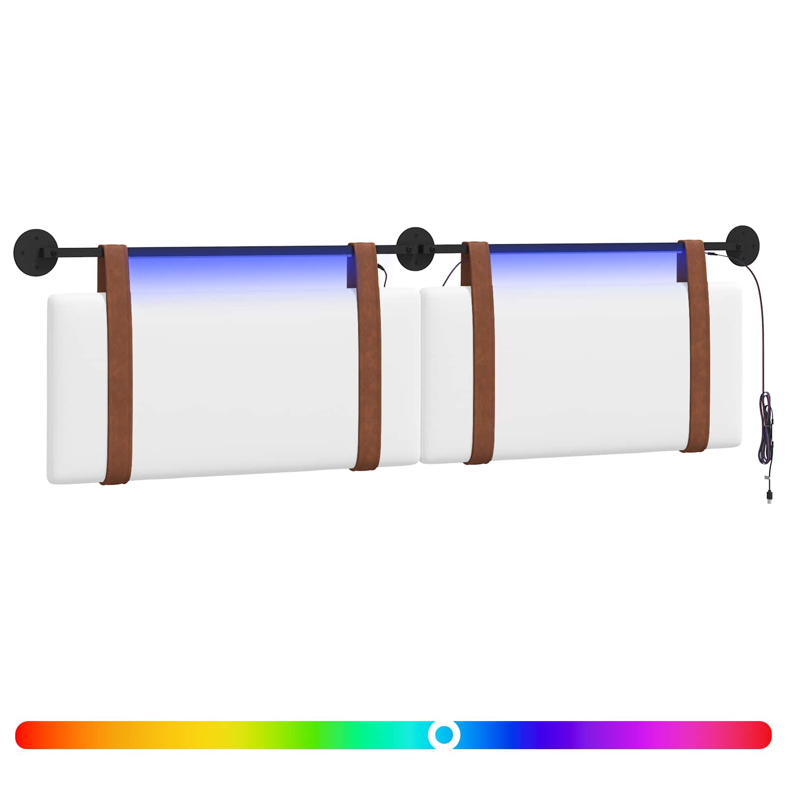 Hängendes Kopfteil Mit LED Licht Wolkengrau Antikes PU