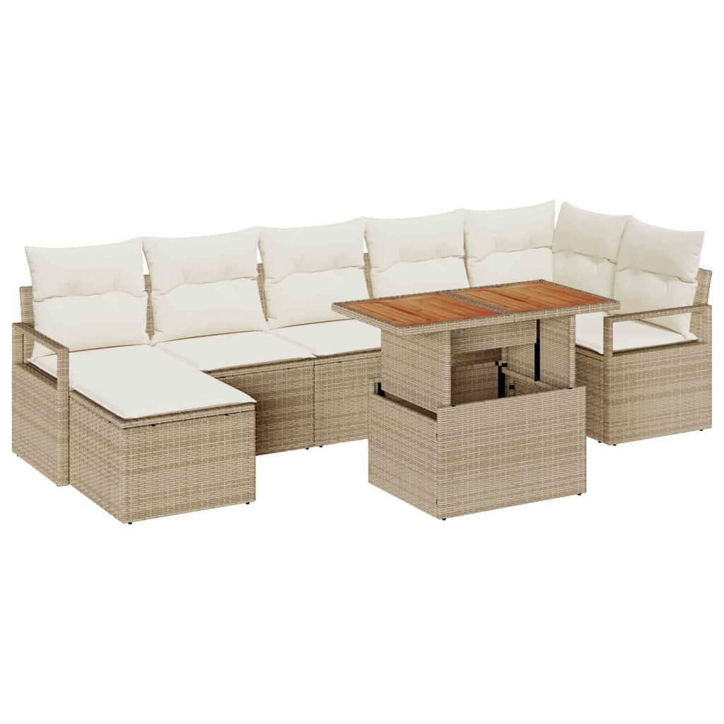 Garten Essgruppe mit Kissen 8 pcs Schwarz und Creme