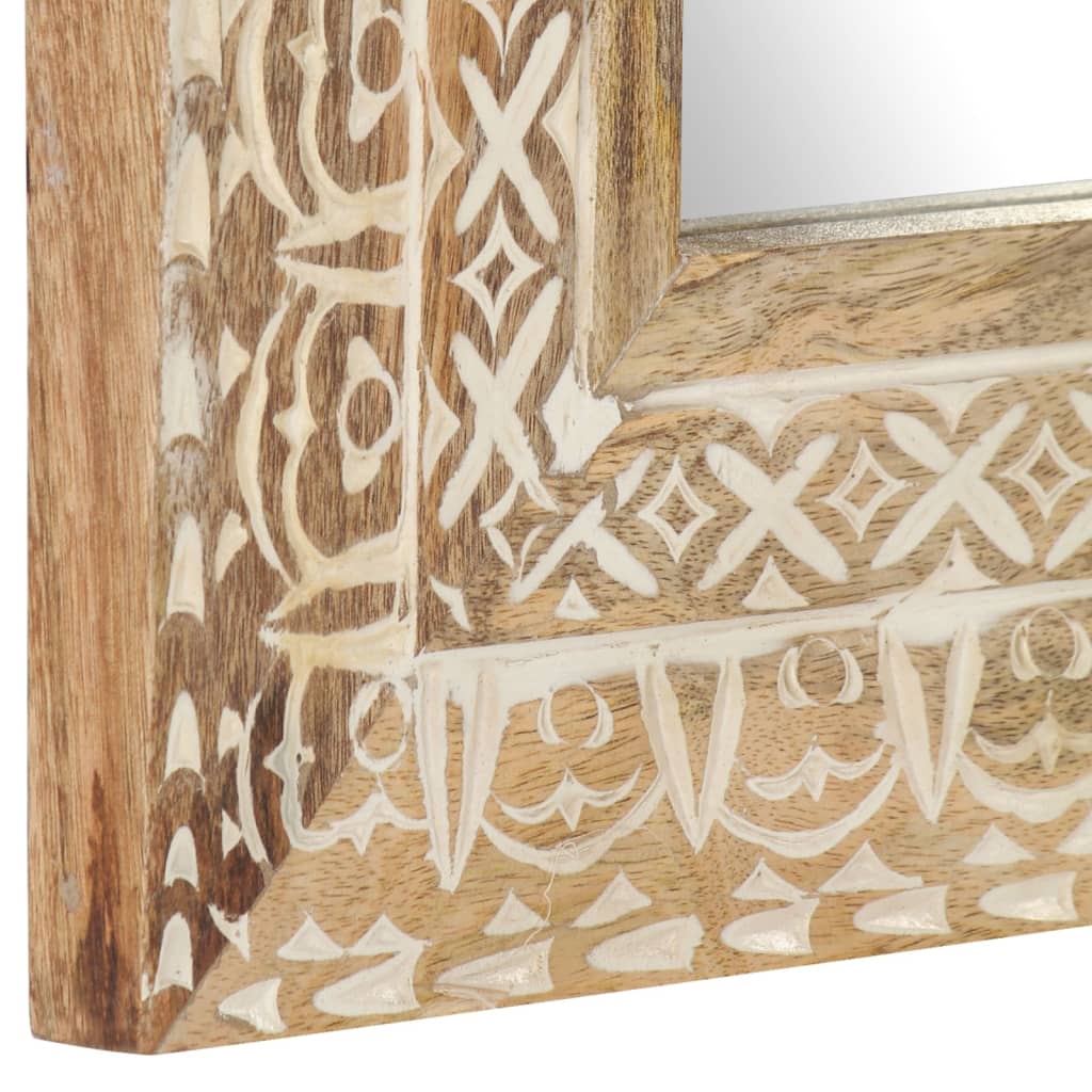 Spiegel Handgeschnitzt 50x50x2,6 cm Massivholz Mango