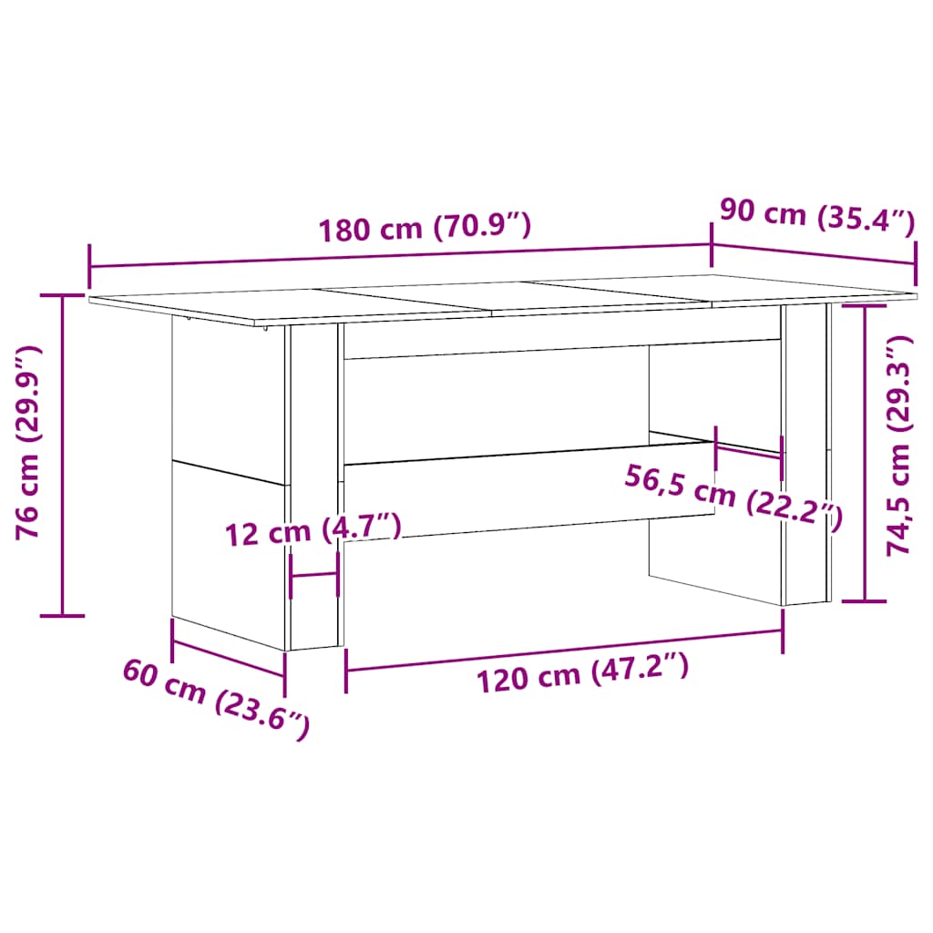 Esstisch Weiß 180x90x76 cm Holzwerkstoff