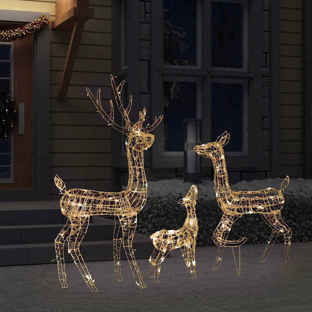 Rentierfamilie Weihnachtsdekoration Weiß und Silber 201 LEDs