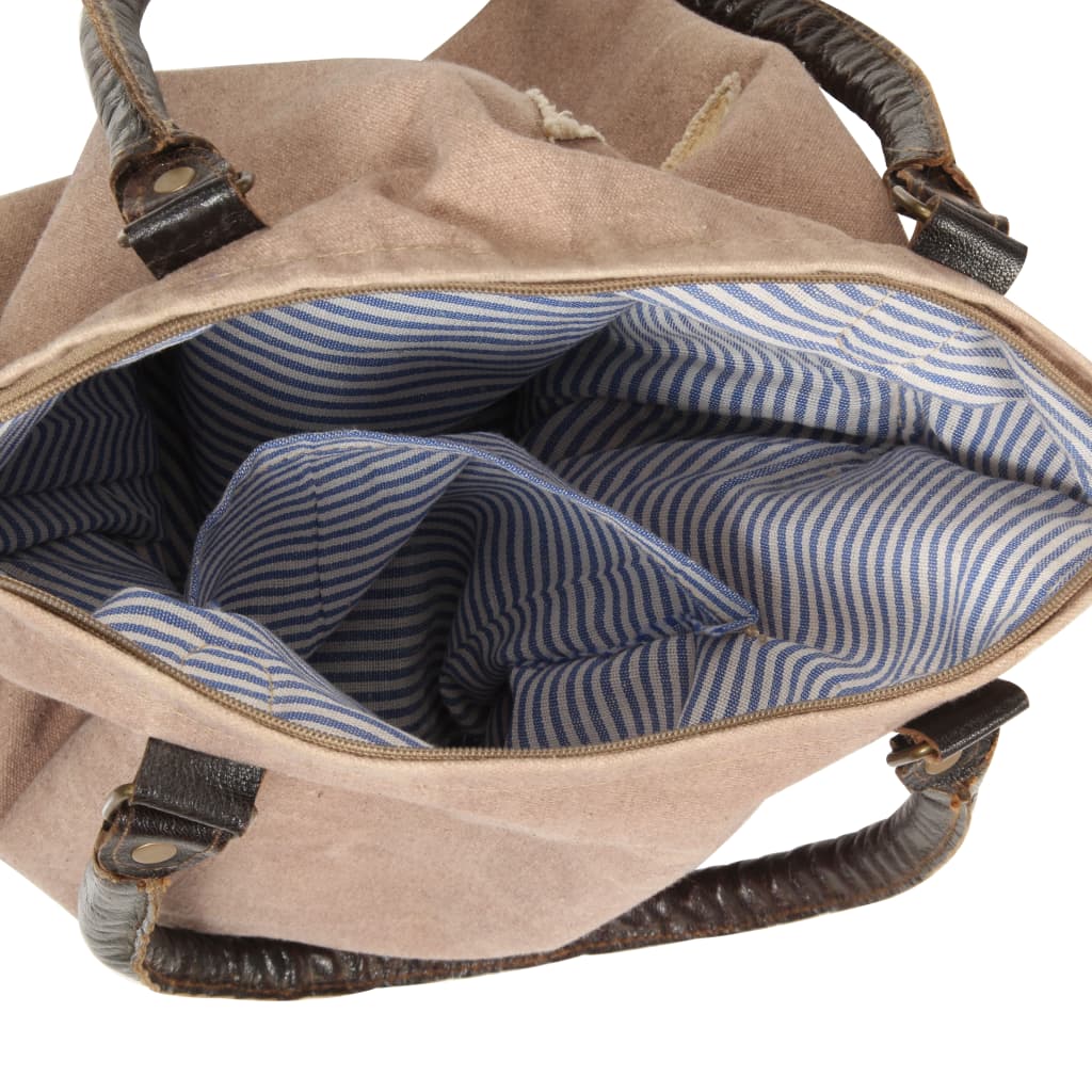 Einkaufstasche Braun 41 x 63 cm Segeltuch und Echtleder