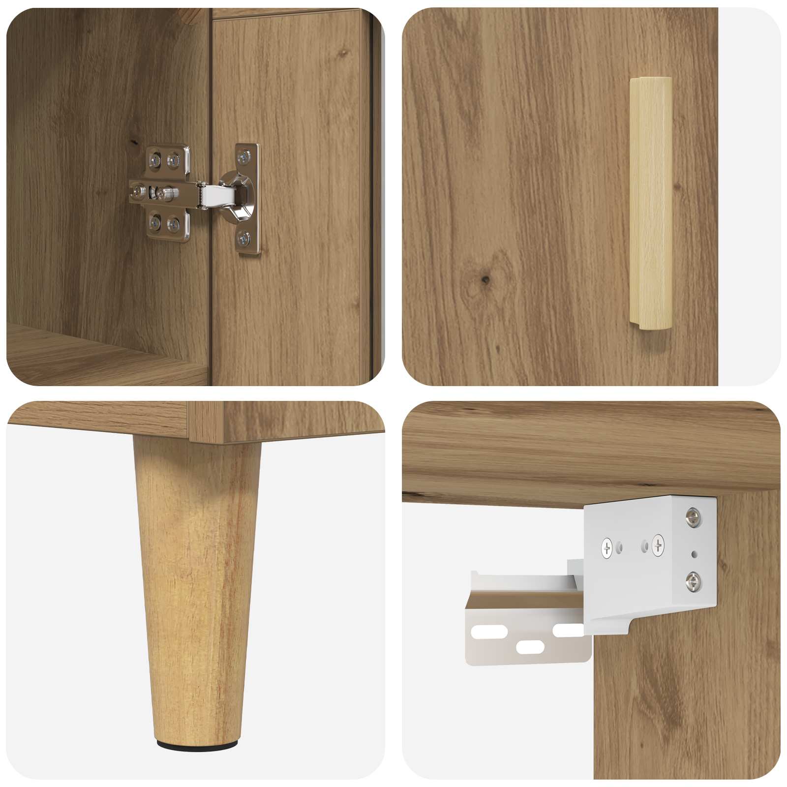 Highboard Altholz 69,5 x 34 x 180 cm Engineered Wood und Glas
