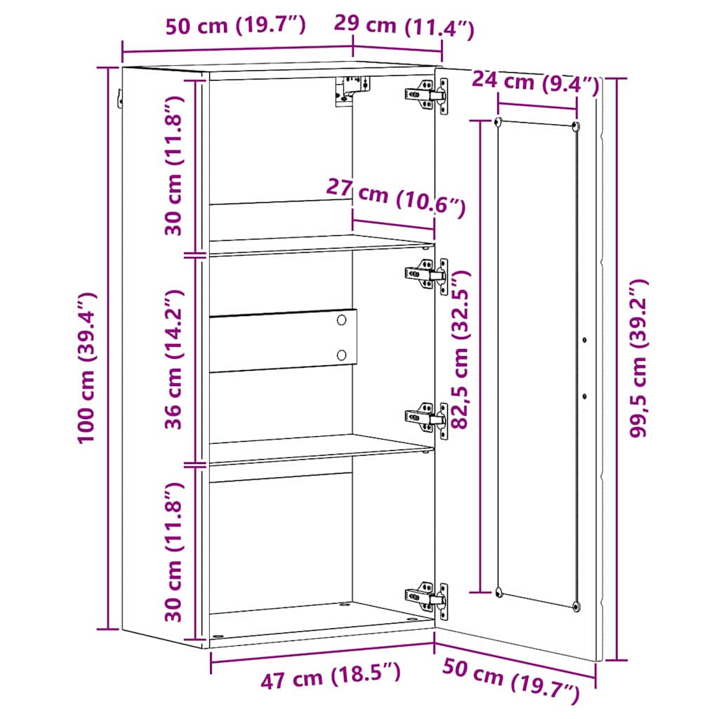 Highboard mit Regal FLORIN Weiß 60 x 35 x 182 cm Holzwerkstoff