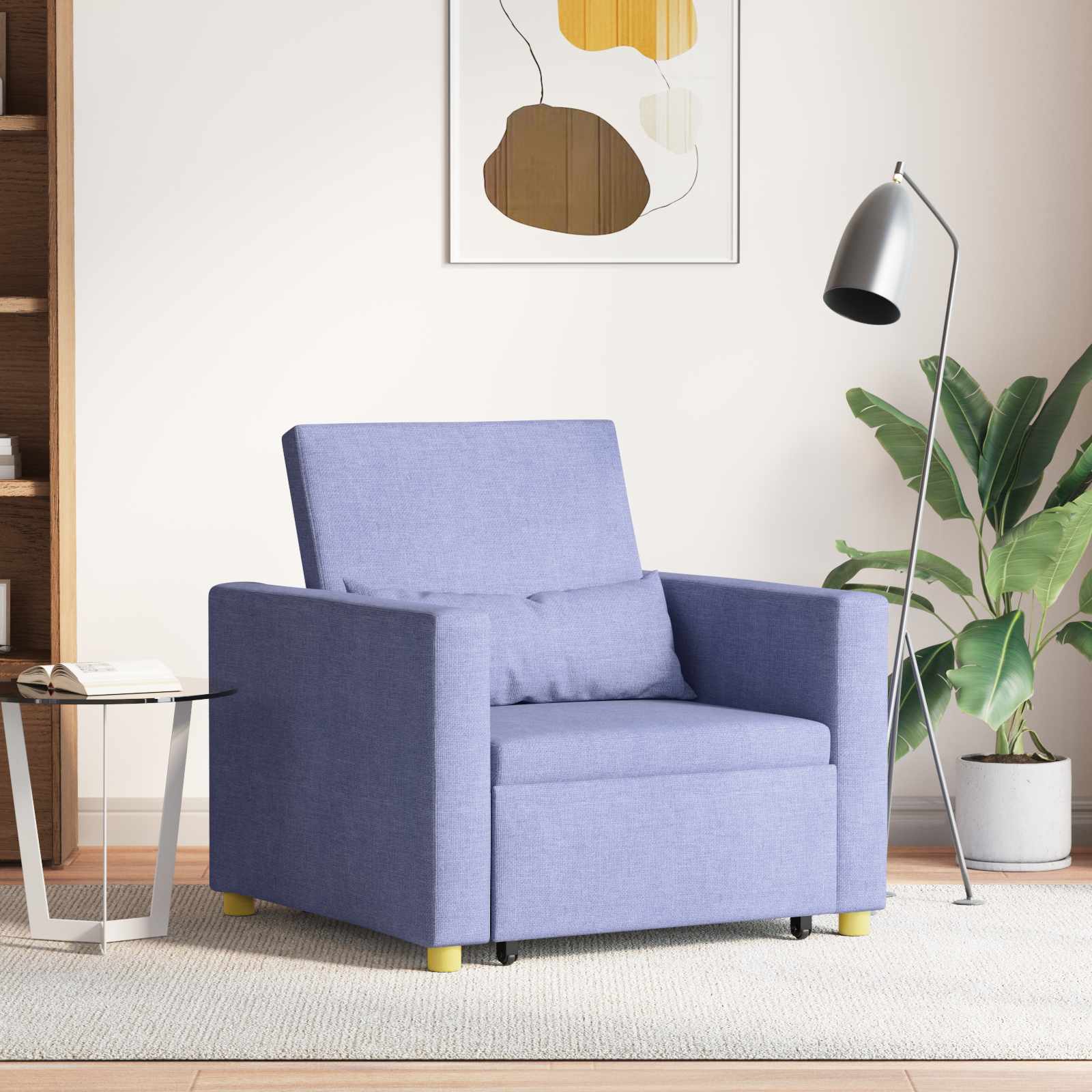 Ausziehbare Schlafcouch Einzel Hellgrau 90 x 165 x 87 cm Stoff