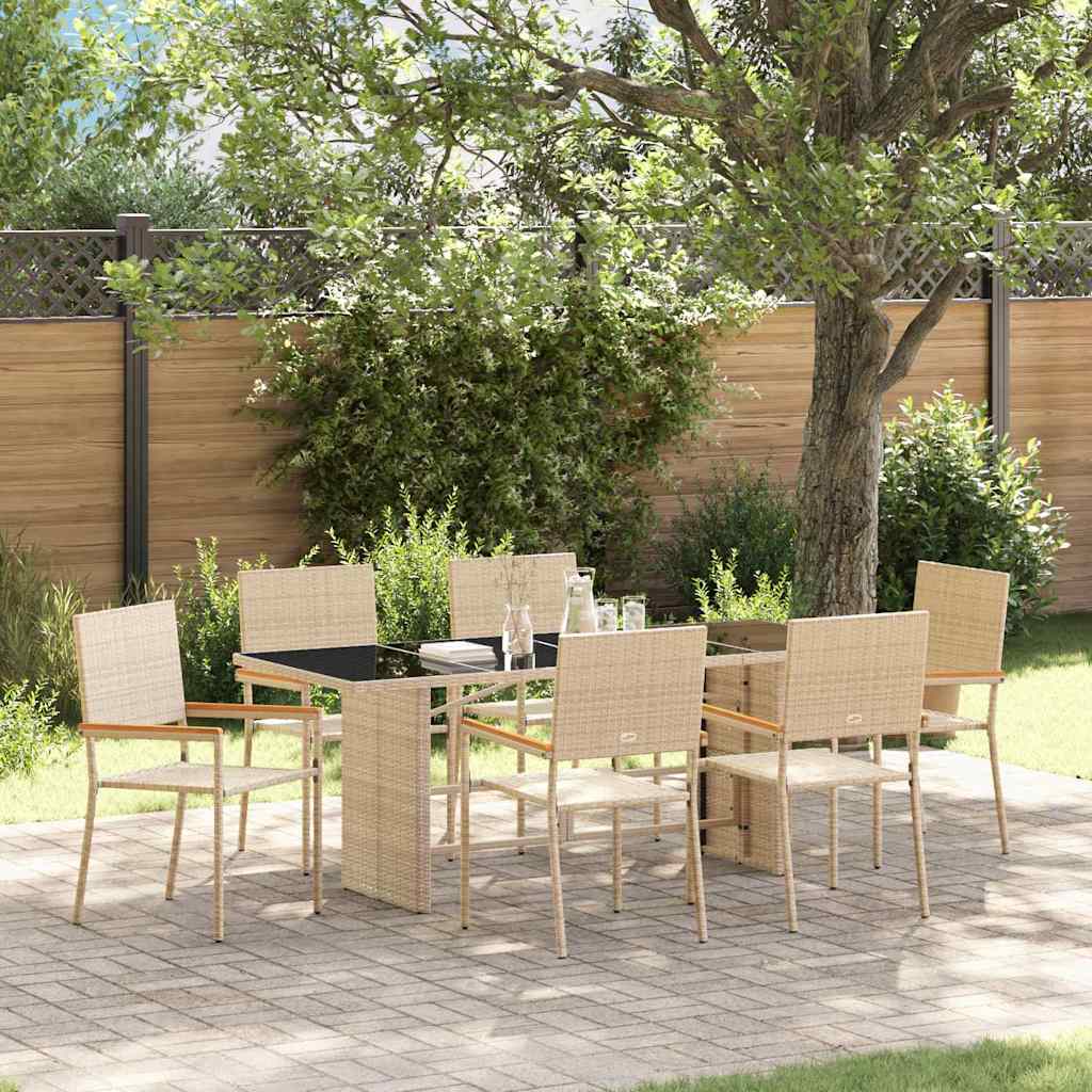 Garten Essgruppe 7 pcs Schwarz Poly-Rattan