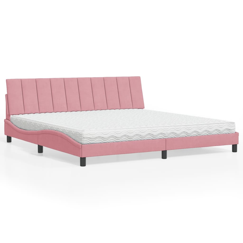 Bett mit Matratze "Hanko" Hellgrau 80x200 cm Samt