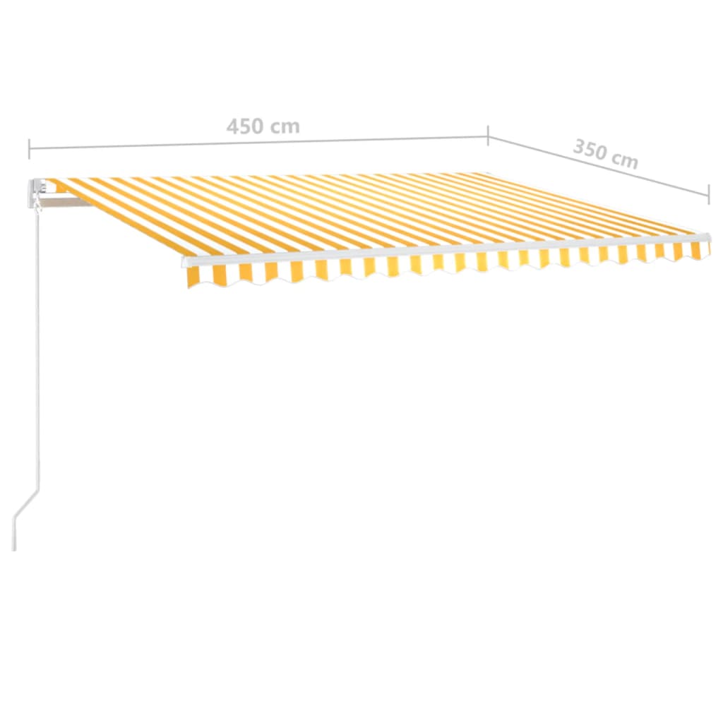 Markise Manuell Einziehbar mit LED 300x250 cm Blau und Weiß
