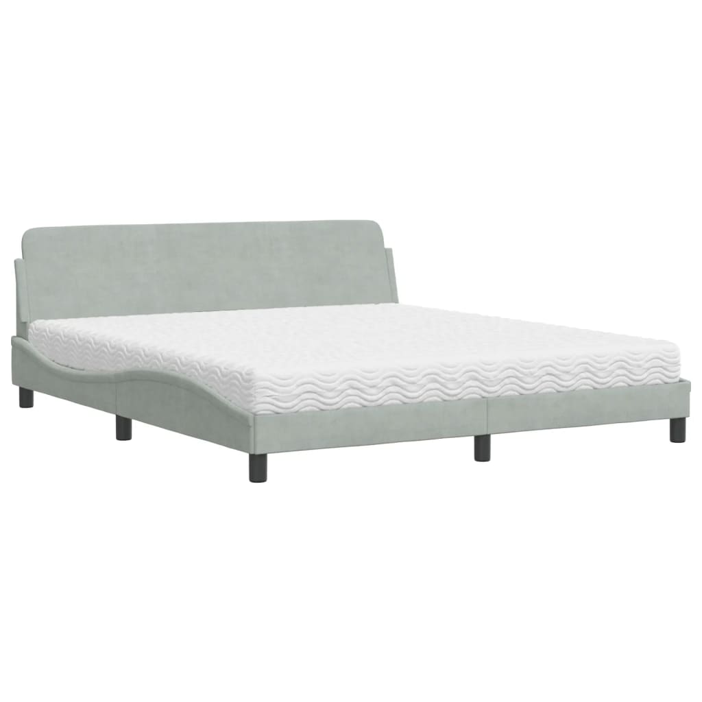 Bett mit Matratze "Dover" Hellgrau 80x200 cm Samt