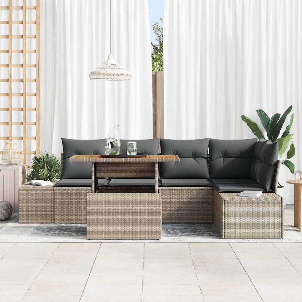 Garten Essgruppe mit Kissen 6 pcs Schwarz und Creme