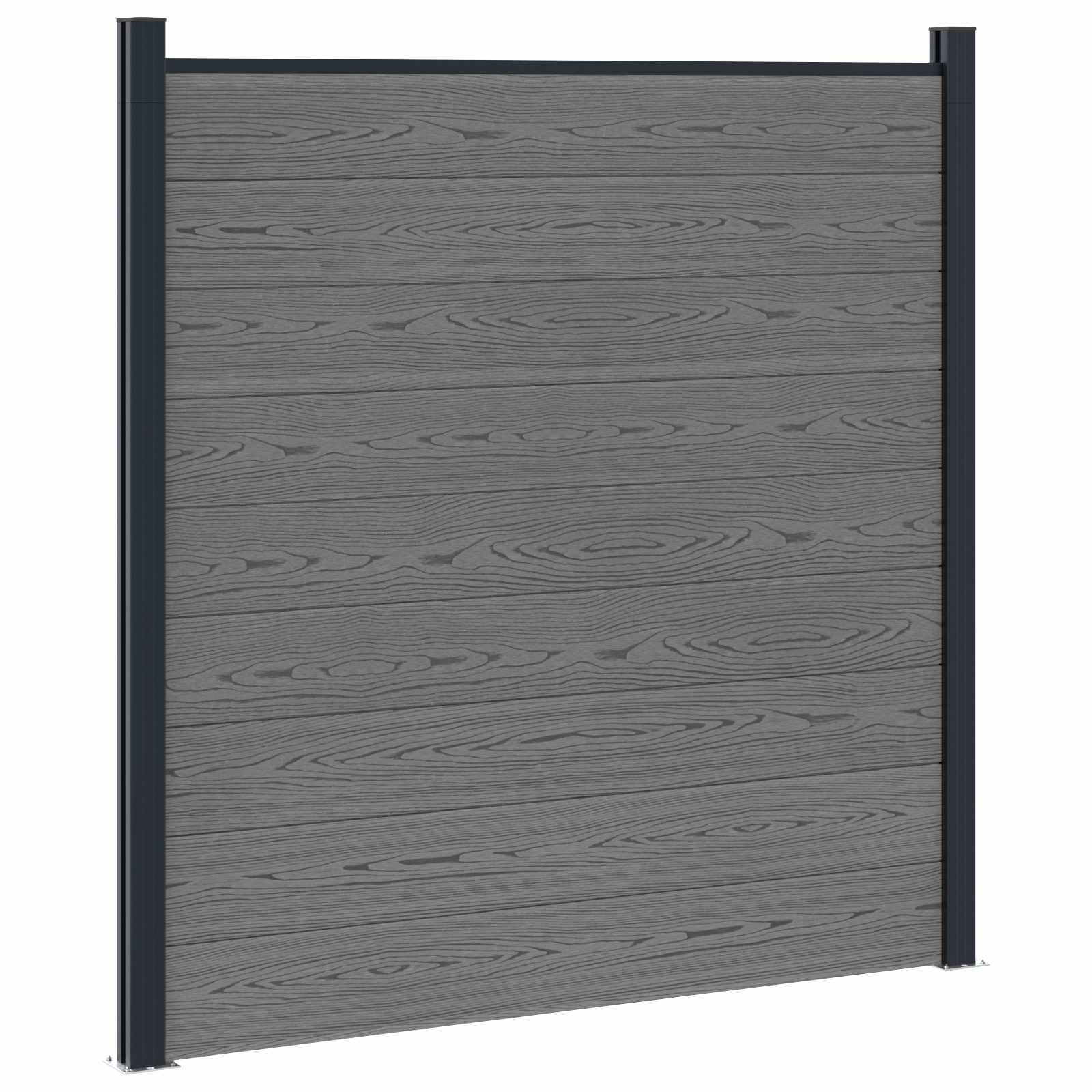 Zaunelement WPC 180x186 cm Schwarz