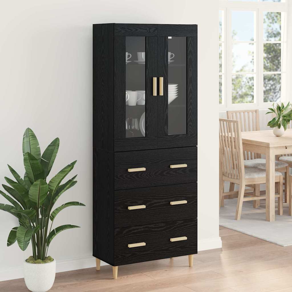 Highboard Altholz 69,5 x 34 x 180 cm Engineered Wood und Glas