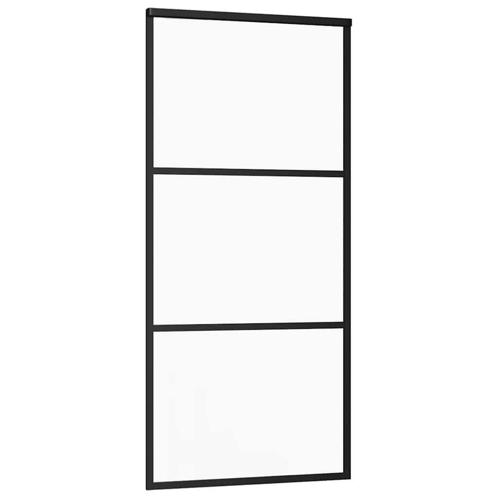 Schiebetür mit Beschlag Schwarz 76x205 cm ESG-Glas
