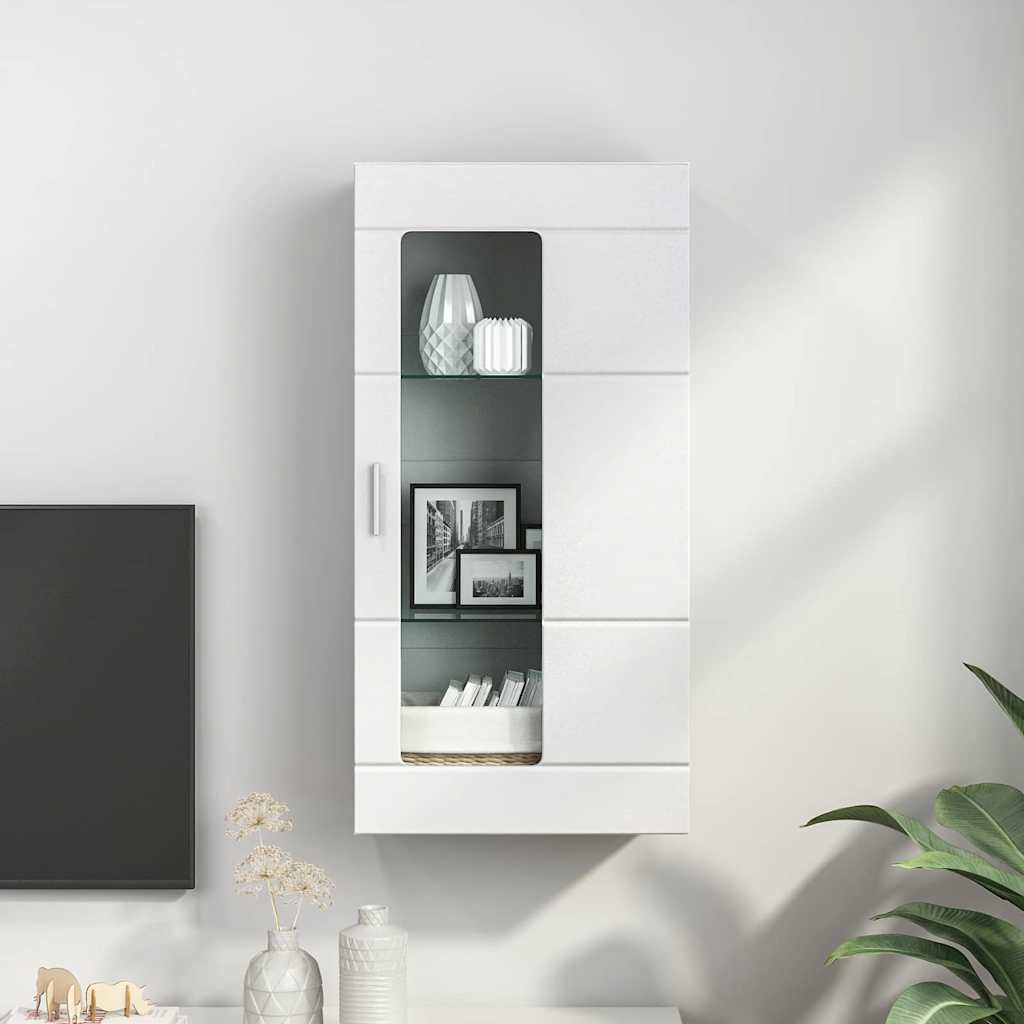 Highboard mit Regal FLORIN Weiß 60 x 35 x 182 cm Holzwerkstoff