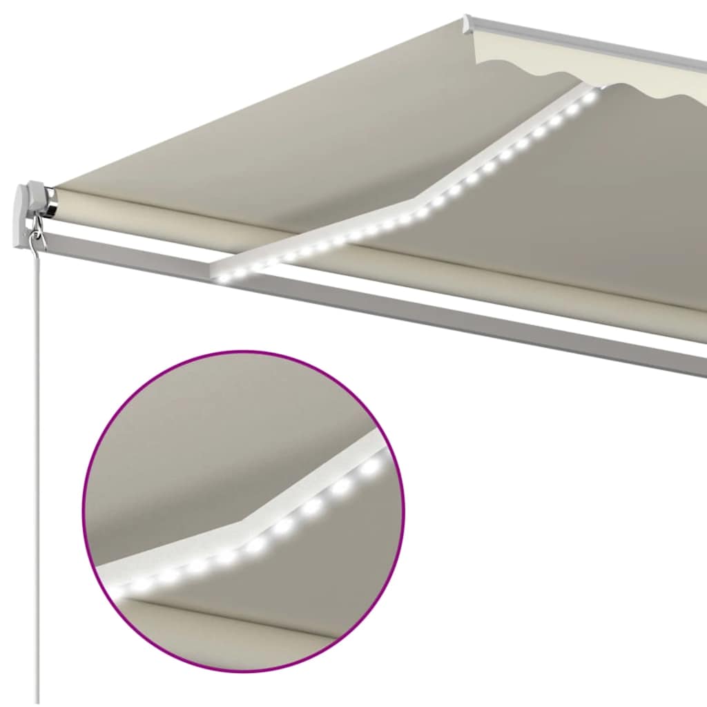 Markise Manuell Einziehbar mit LED 300x250 cm Blau und Weiß