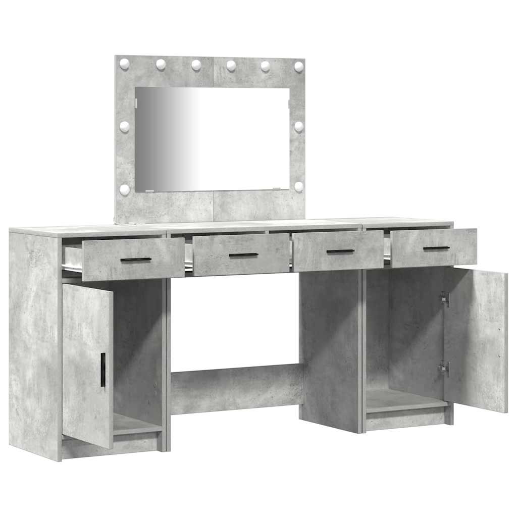 Schminktisch mit Spiegelbeleuchtung 3 pcs Weiß Holzwerkstoff
