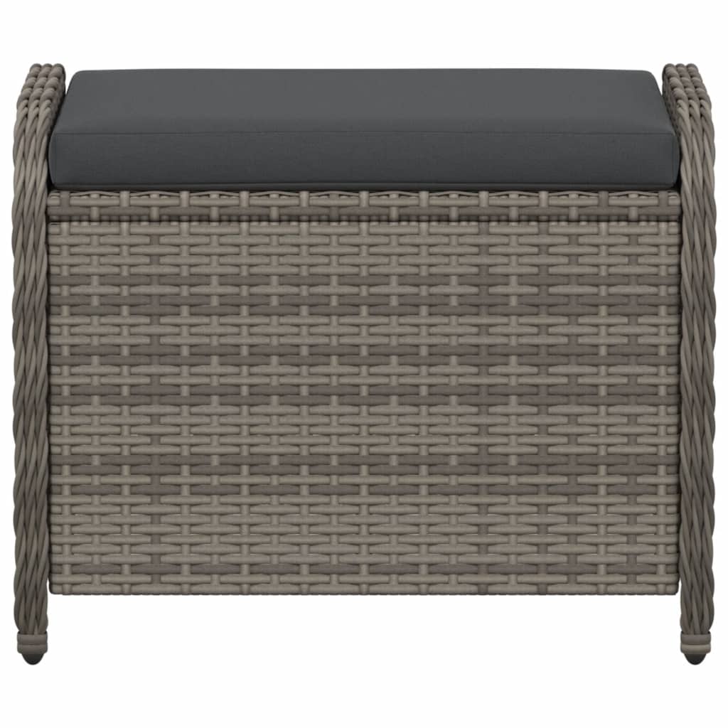 Gartenhocker mit Kissen Schwarz 58x46x46 cm Poly Rattan
