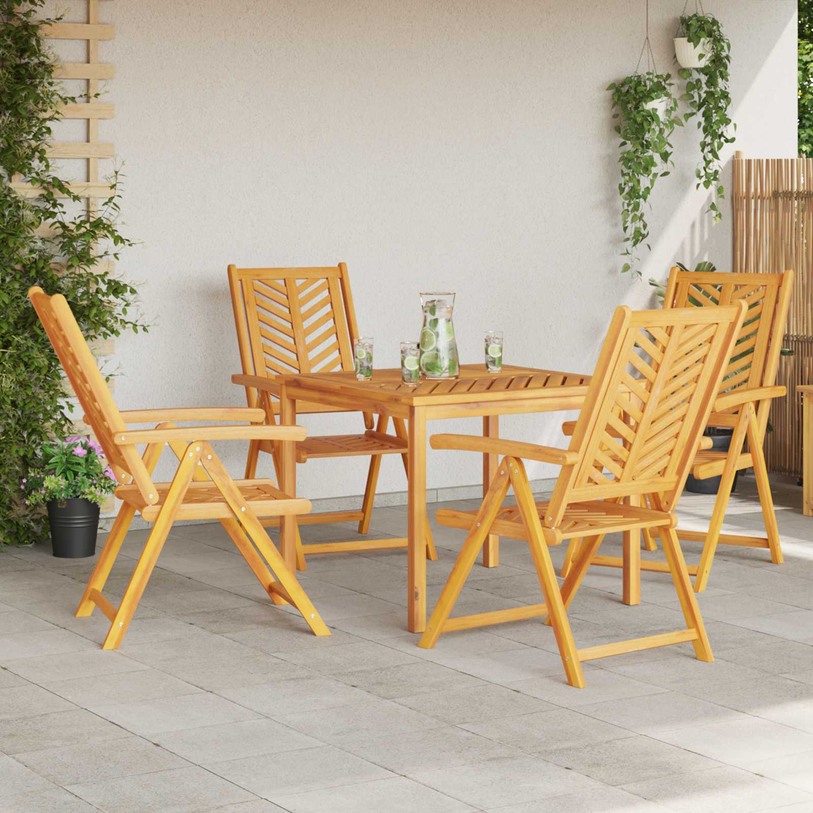 Gartenstuhl 4 pcs Braun Massivholz Akazie