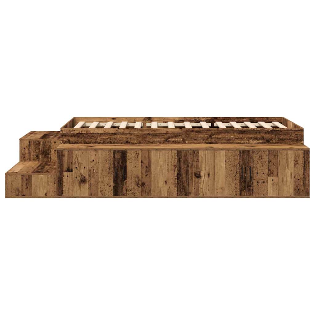 Aufbewahrungsbettgestell mit Speicher Weiß 80 cm Holzwerkstoff