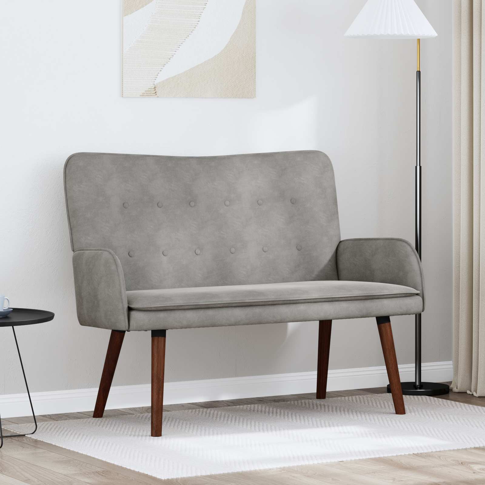 2-Sitzer Sofa Hellgrau 115 x 61 x 87 cm Samt (V)