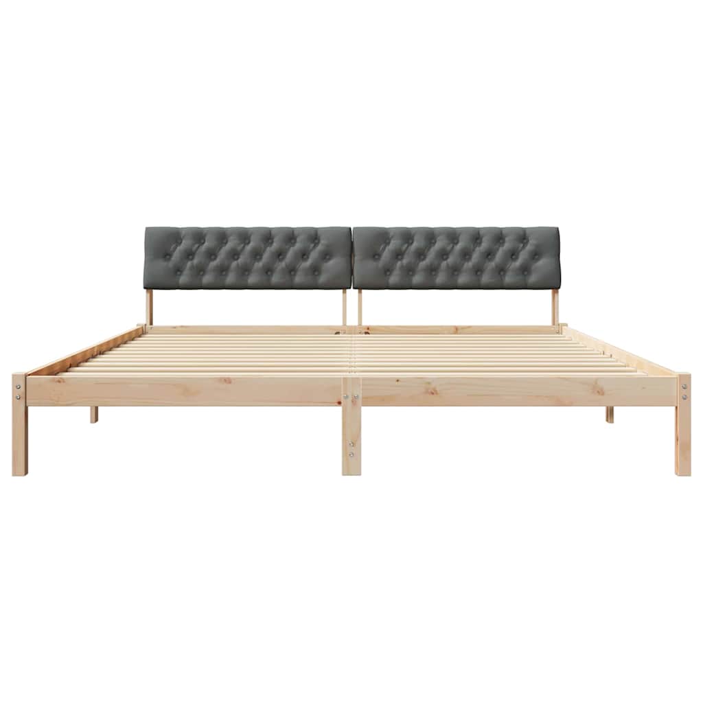 Bettgestell Braun und hellgrau 200 x 200 cm Massivholz Kiefer