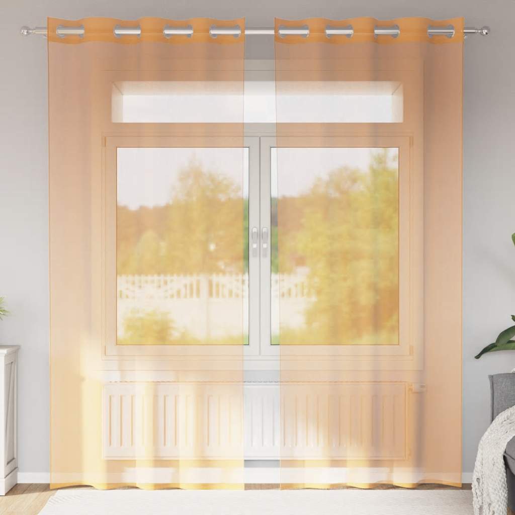 Voile Vorhänge mit Ösen 2 Stk. Apfelgrün 140x140 cm