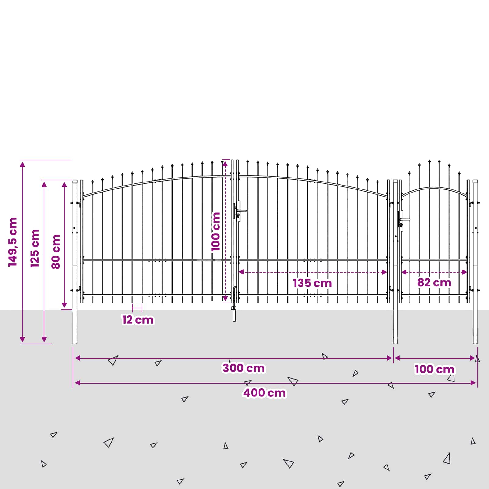 Gartentor Woerden Stahl 1x4 m Schwarz