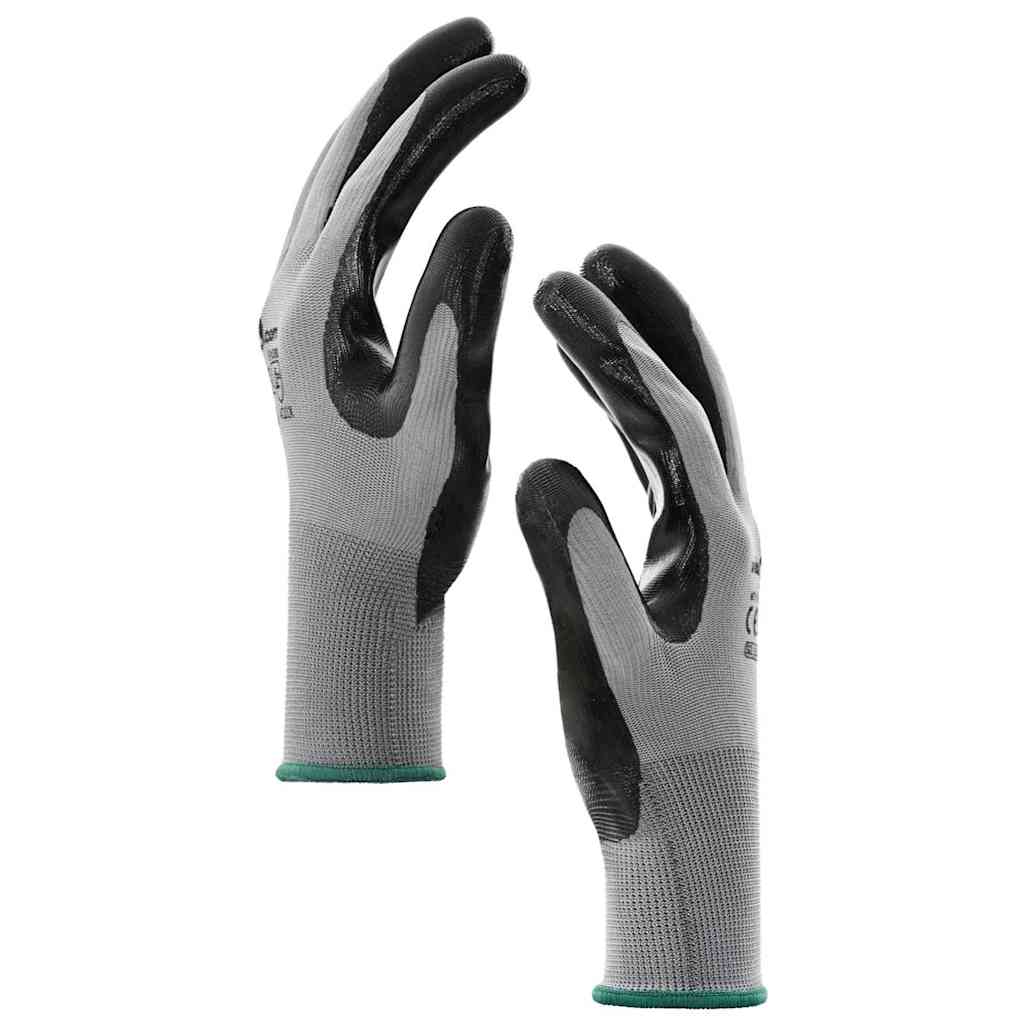 Arbeitshandschuhe 12 pcs Grau und Schwarz 7 / S Polyester