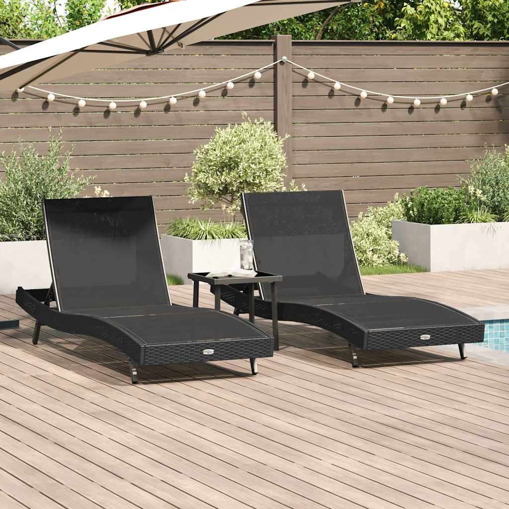 Sonnenliege 3 pcs Braun 197 x 70 x 82 cm Poly-Rattan