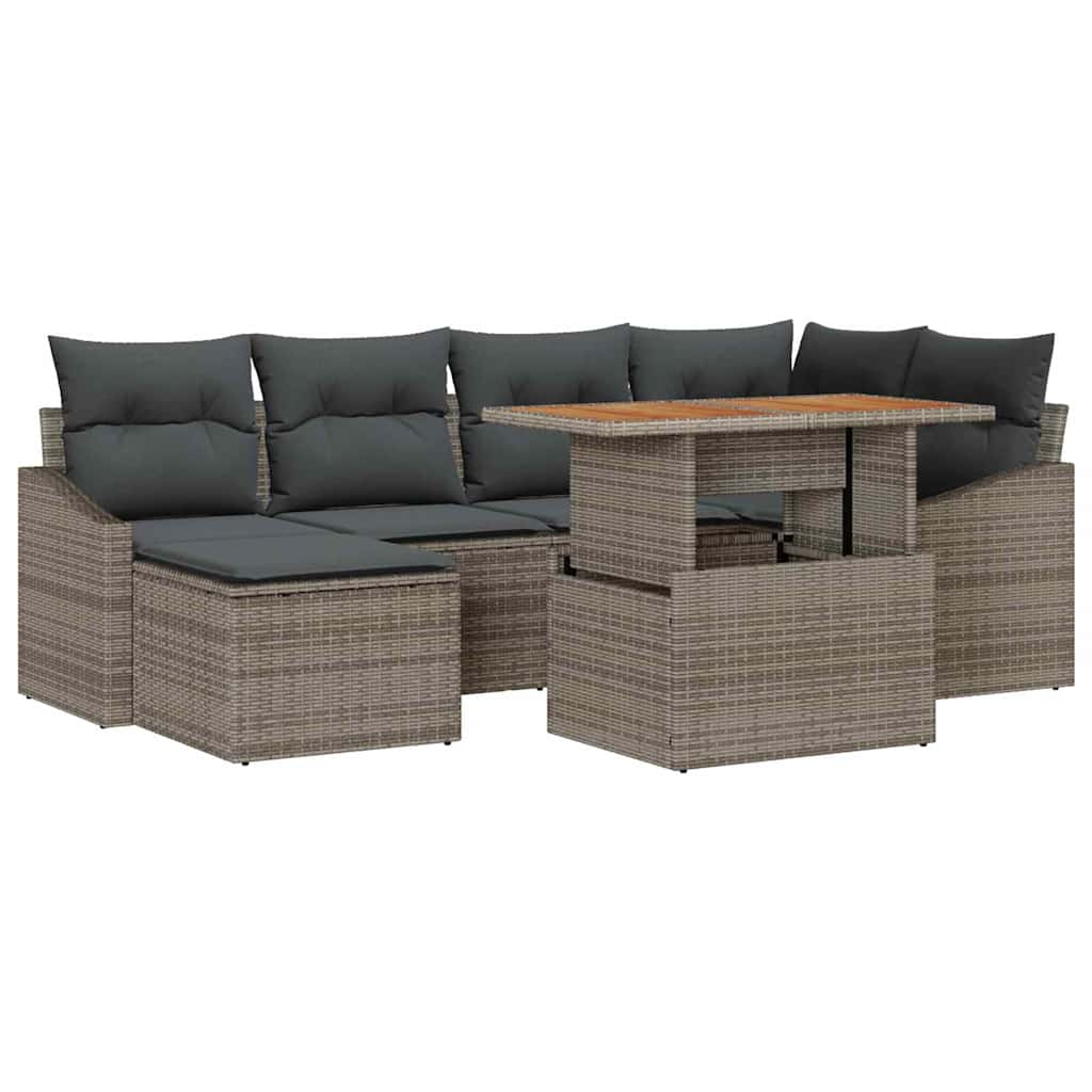 Garten Essgruppe mit Kissen 7 pcs Schwarz und Creme