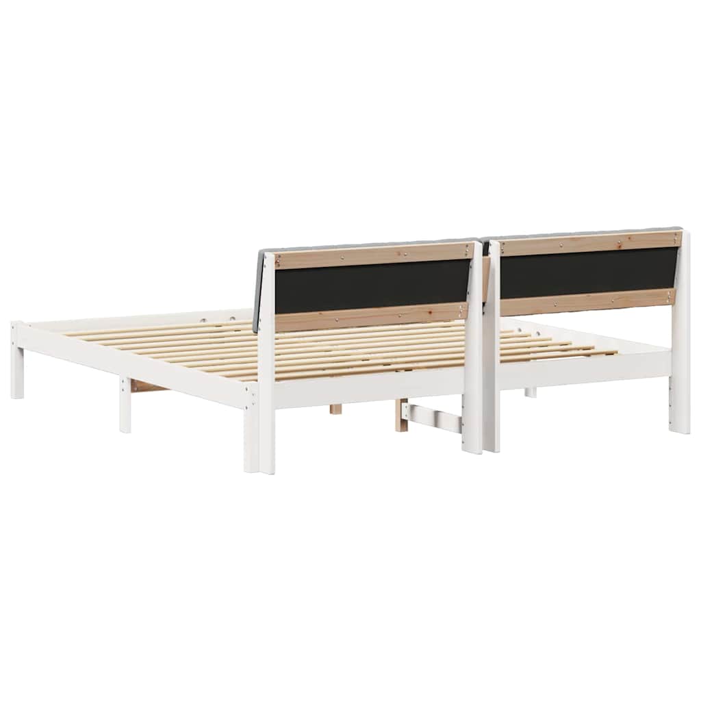 Bettgestell Braun und hellgrau 200 x 200 cm Massivholz Kiefer