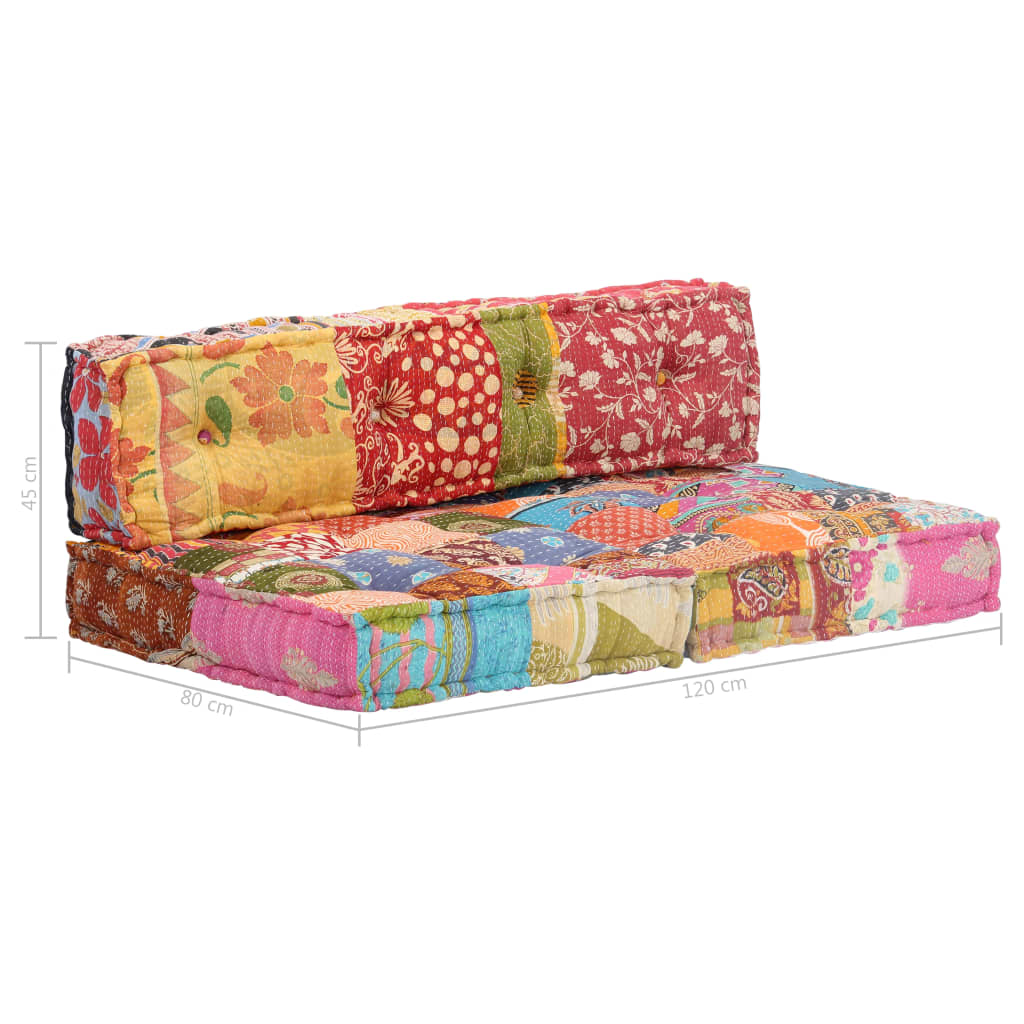 2-Sitzer Modularer Pouf Patchwork Stoff
