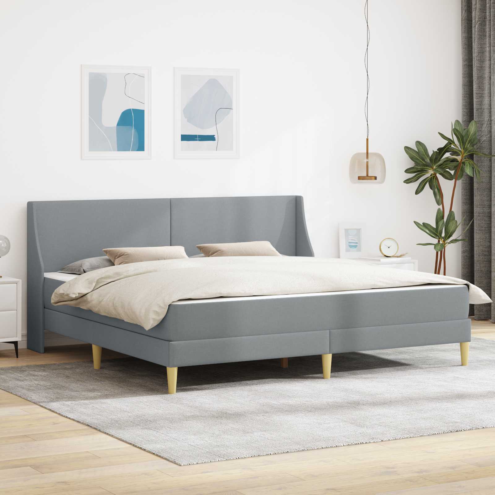 Bettgestell mit Matratze Hellgrau 80x 200 cm Polyester