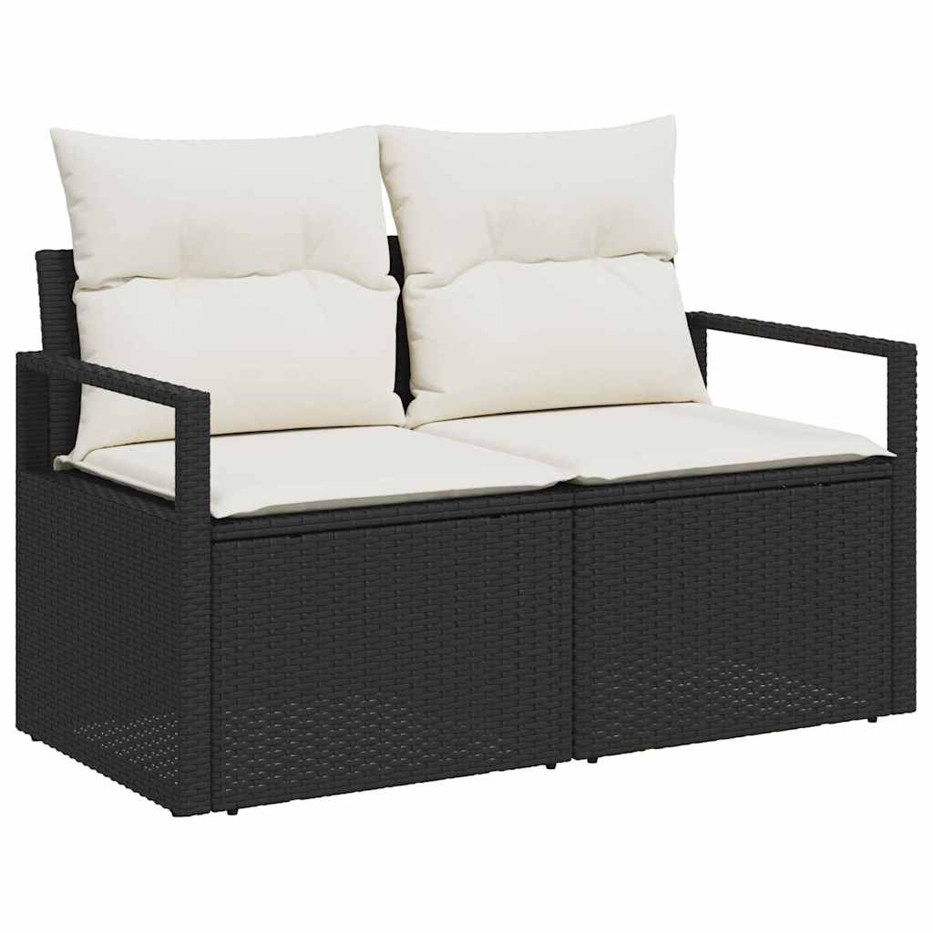 Garten Essgruppe mit Kissen 8 pcs Schwarz und Creme