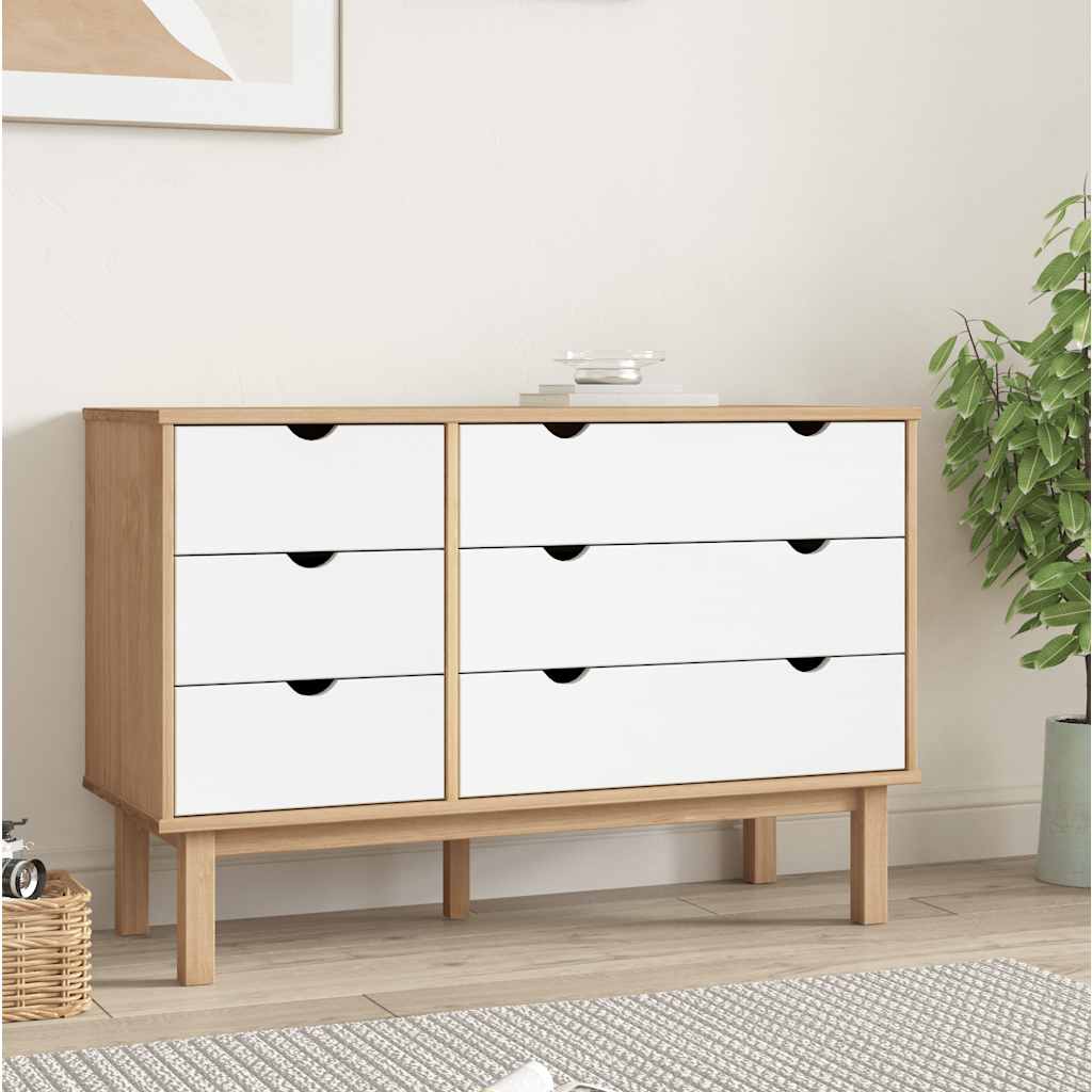 Schubladenschrank OTTA 111x43x73,5 cm Massivholz Kiefer