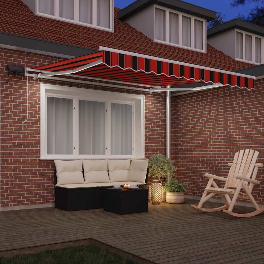 Markise Manuell Einziehbar mit LED 300x250 cm Blau und Weiß