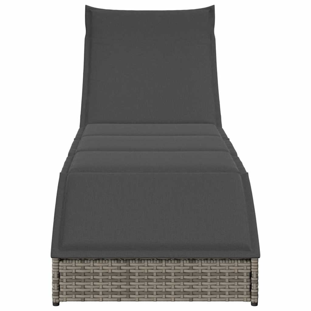 Klappliege mit Auflage und Stauraum Schwarz Poly-Rattan
