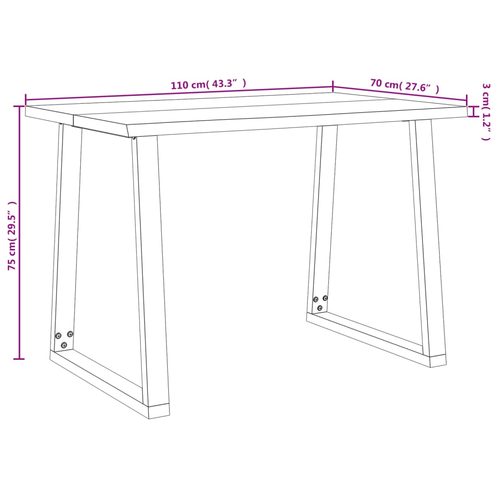 Esstisch Baumkante 140x80x75 cm Massivholz Akazie