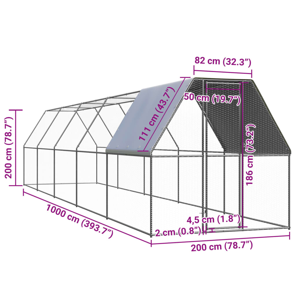 Outdoor-Hühnerkäfig 2x2x2 m Verzinkter Stahl