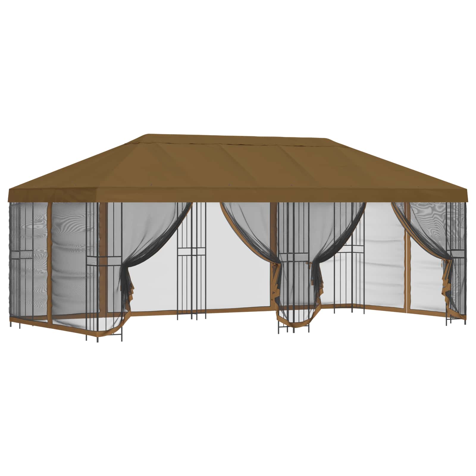 Pavillon mit Seitenwänden 6 x 3 m Beige Polyester und Stahl 190