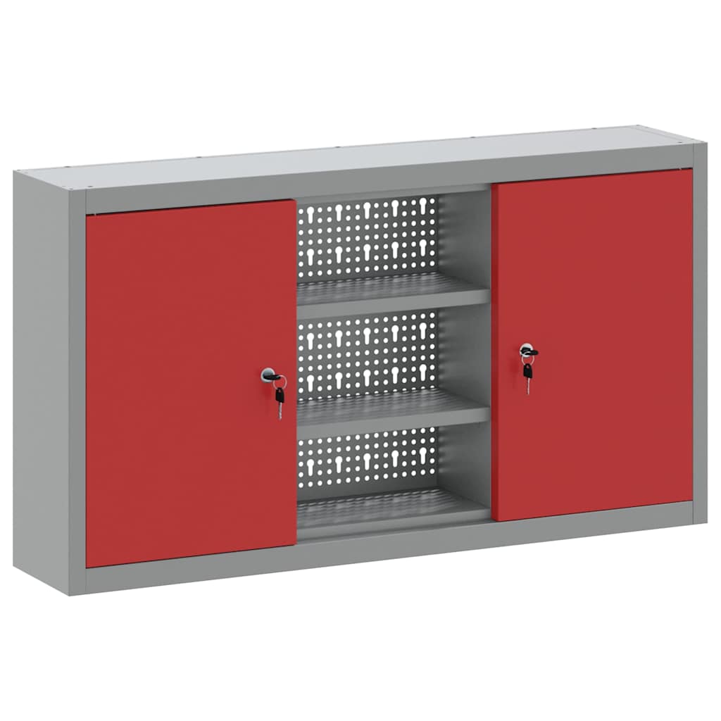 Werkzeugschrank mit Regal Schwarz und Grau 55 x 55 x 55 cm